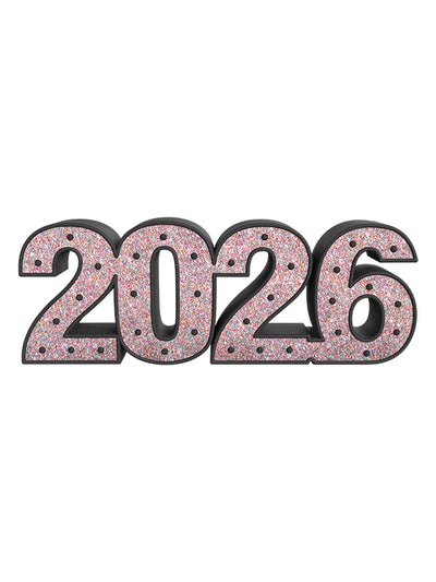 Front-facing view of a black 2026 glitter number prop, perfect for New Year’s Eve mini sessions, senior photos, or milestone-themed setups.