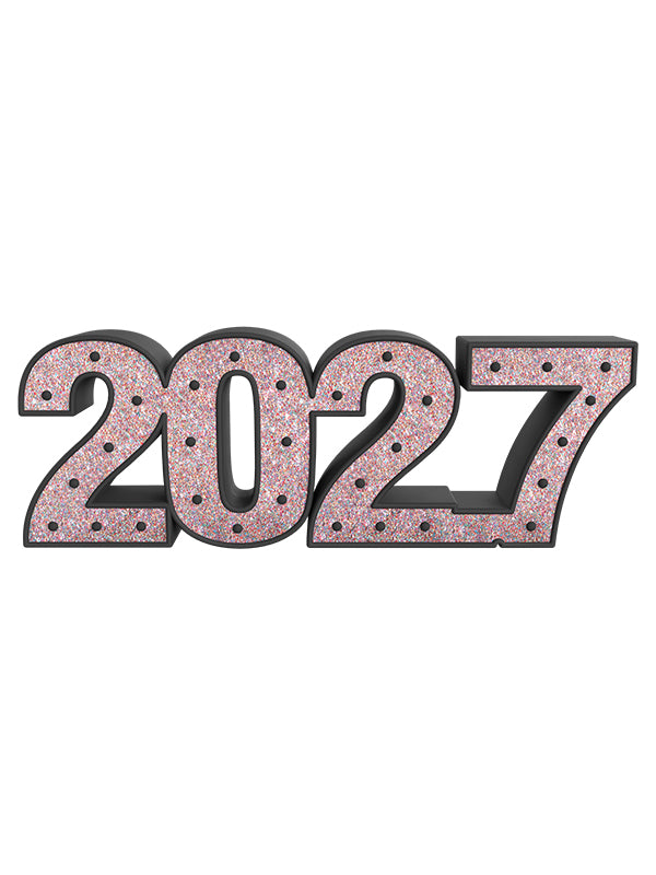 Straight-on image of the 2027 black and glitter prop—ideal for senior sessions, milestone celebrations, and themed photo booth backdrops.