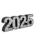 Angled view of a black 2025 number prop with shimmering silver glitter—perfect for sleek, elegant graduation sessions or New Year’s studio shoots.