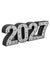 Angled view of the 2027 glitter prop with sparkling silver texture and bold black edging—ideal for studio setups celebrating class of 2027 or New Year shoots.