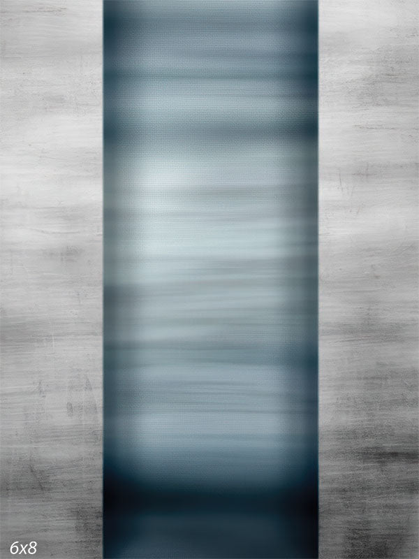 A studio background featuring three vertical panels resembling brushed metal. The center is a recessed blue-gray gradient while the sides show weathered steel textures.