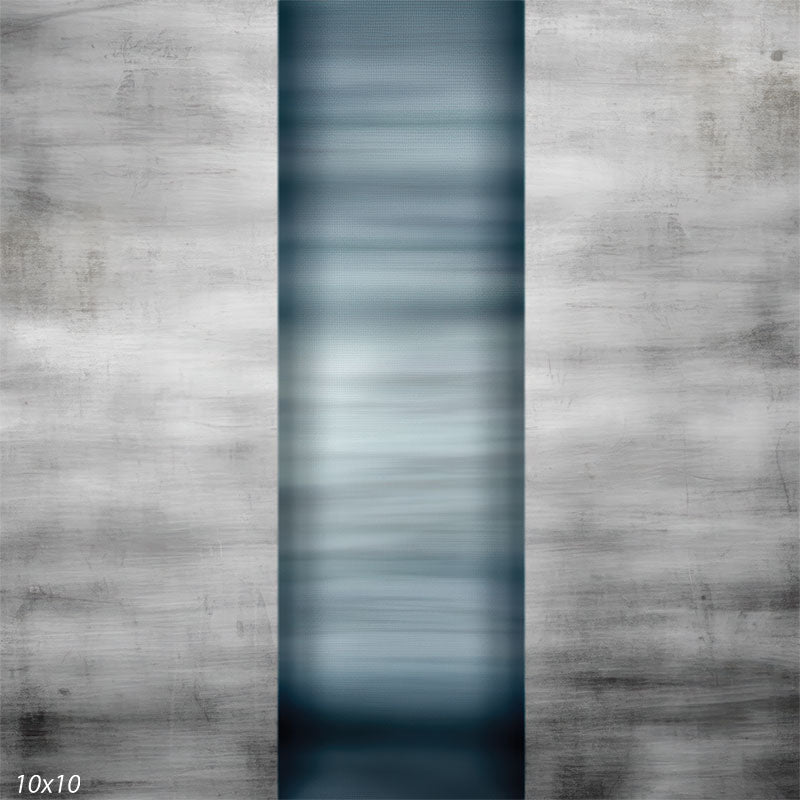 Photography backdrop showing a smooth blue center column flanked by scratched silver metal textures. The design creates a modern industrial wall effect.
