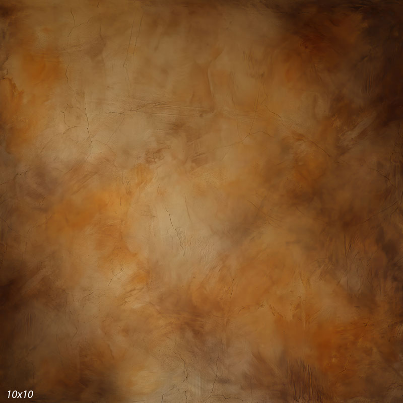 Printed studio background showing a painterly mottled burnt honey texture with a lighter center that deepens toward the edges.