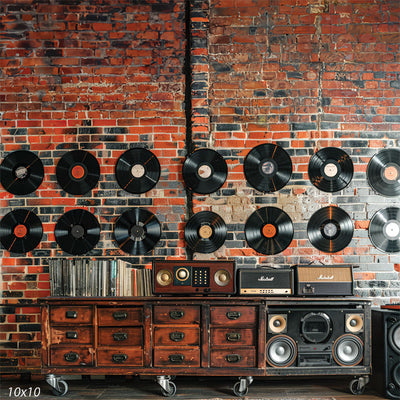 Retro Vinyl Record Wall Photography Backdrop