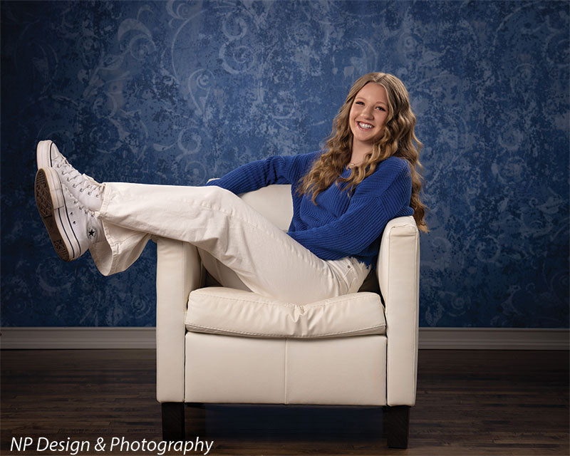 Blue Texture Printed Backdrop-Blue Pompeii