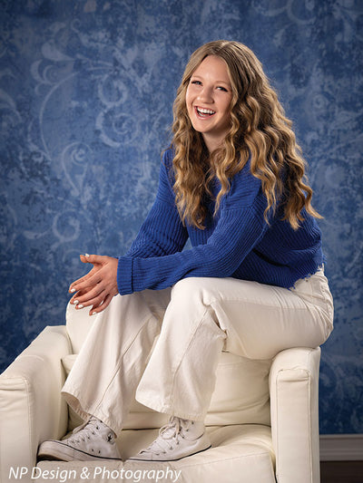 Blue Texture Printed Backdrop-Blue Pompeii