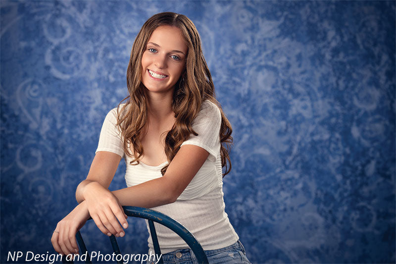 Blue Texture Printed Backdrop-Blue Pompeii