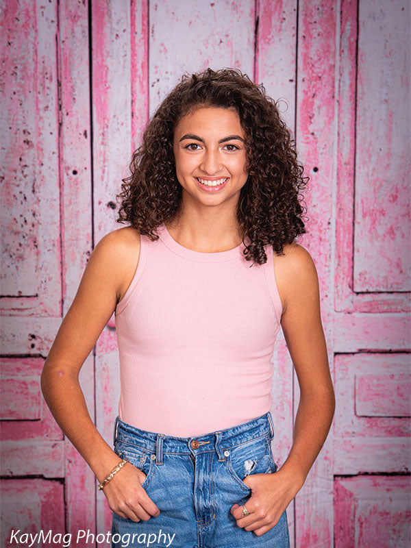 Painted Cabinets Pink Printed Photography Backdrop