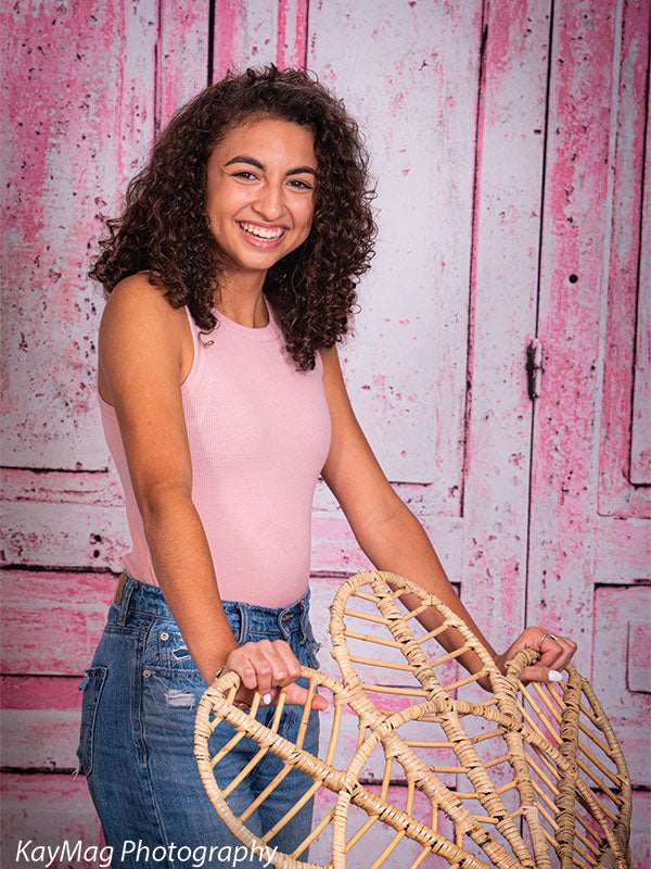 Painted Cabinets Pink Printed Photography Backdrop