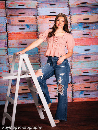 Colorful Crates Printed Photography Backdrop