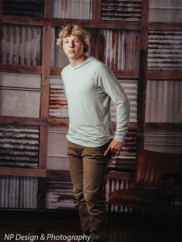 Rustic Photography Backdrop-Metal Squares