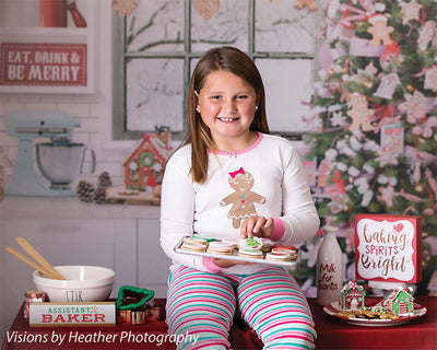 Gingerbread Christmas Kitchen Printed Backdrop