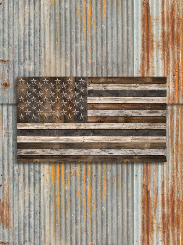 Wood Flag Wall Backdrop and Brown Dirt Floor Drop Bundle