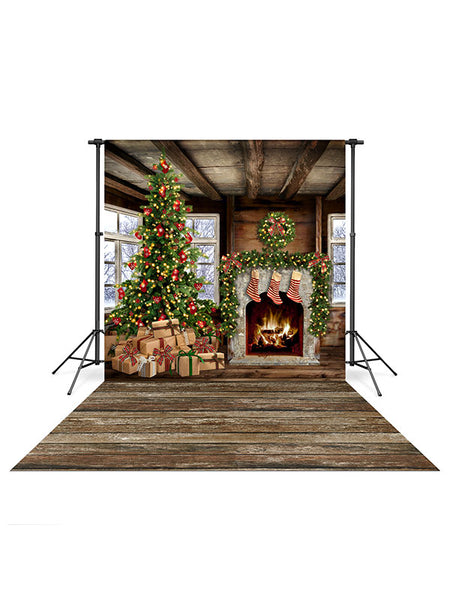 Christmas Lodge Photo Backdrop - Denny Manufacturing