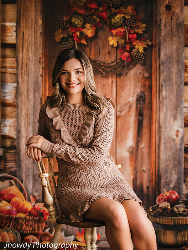 Brown Fall Door Backdrop