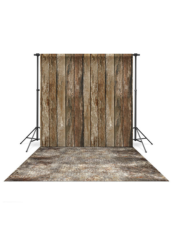 Reclaimed Wood Backdrop and Textured Metal Floor Drop Bundle