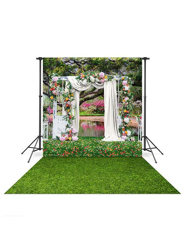Spring Wedding Backdrop and Grassy Knoll Floor Drop Bundle