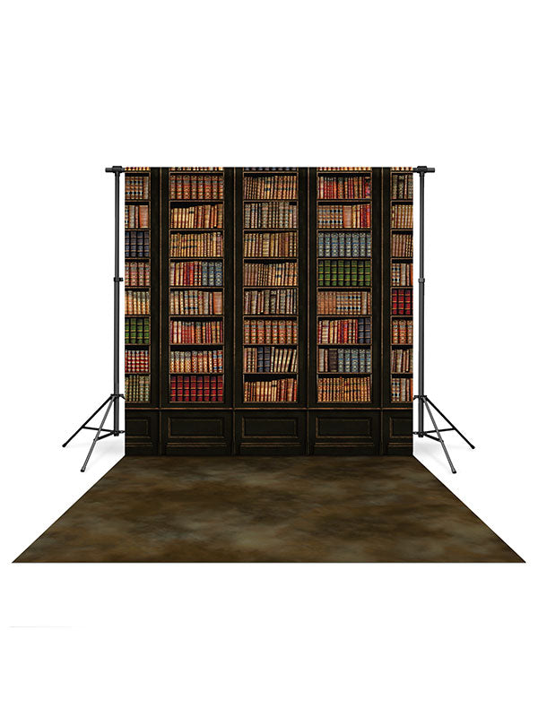 Antique Bookcase Backdrop and Stained Concrete Floor Drop Bundle