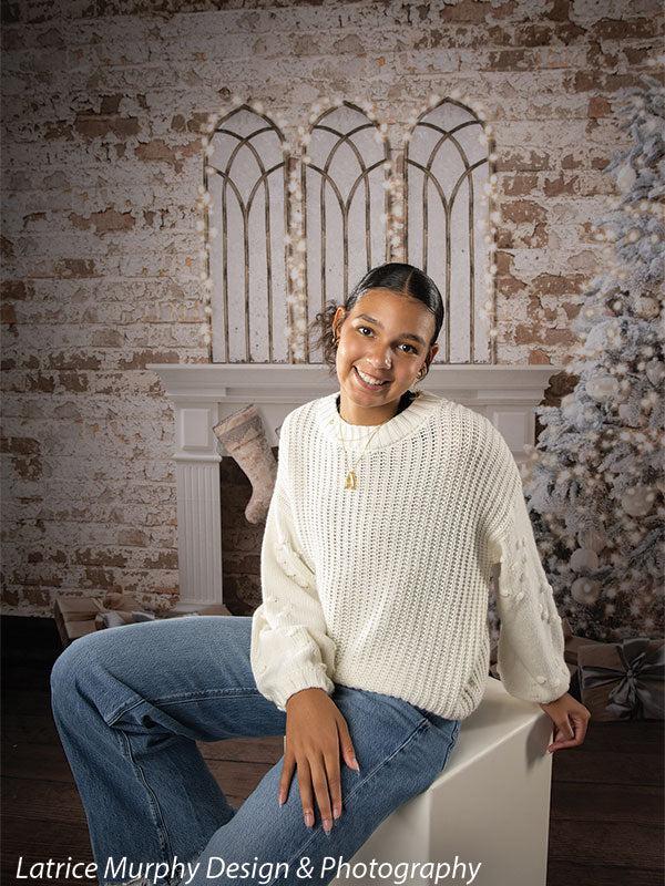 Christmas Holiday Mantel Photography Backdrop