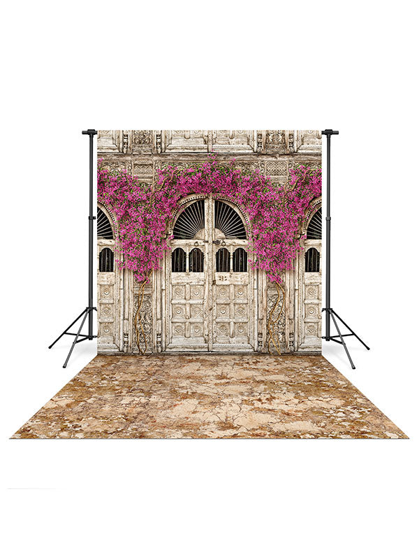 Pink Flower Bazzar Backdrop and Tan Cracked Stone Floor Drop Bundle ...