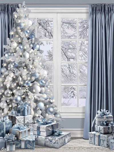 Blue Christmas Backdrop