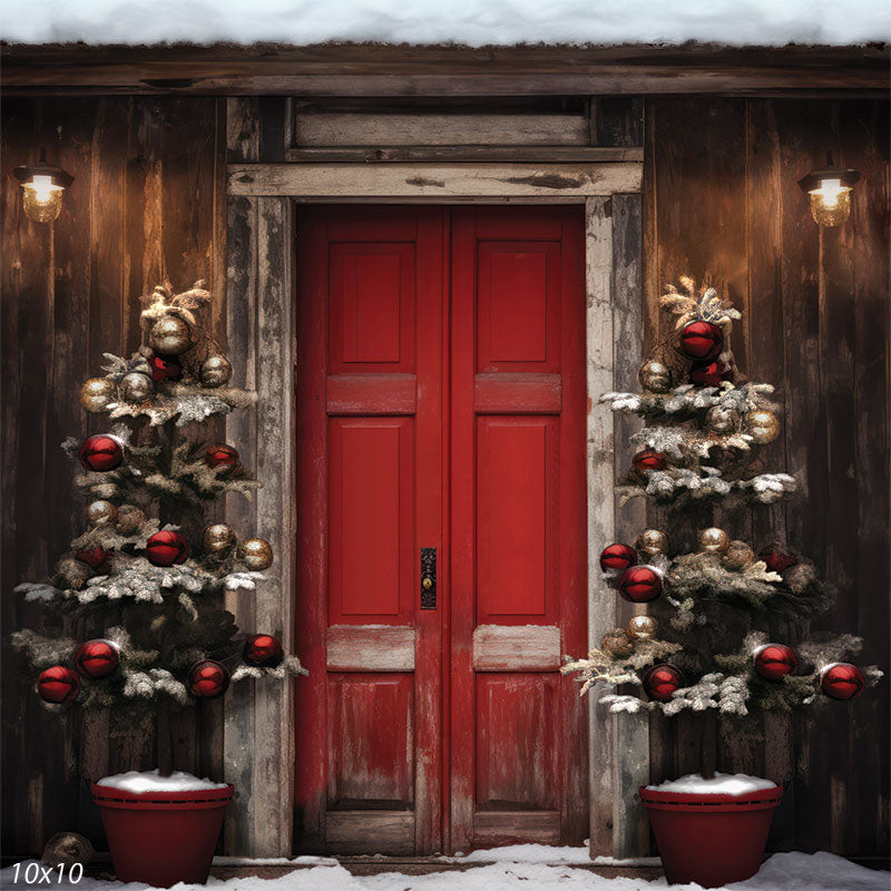 Christmas Red Door Backdrop