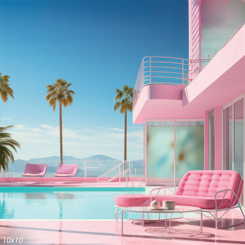 pink poolside backdrop