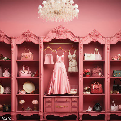 barbie closet pink with dresses