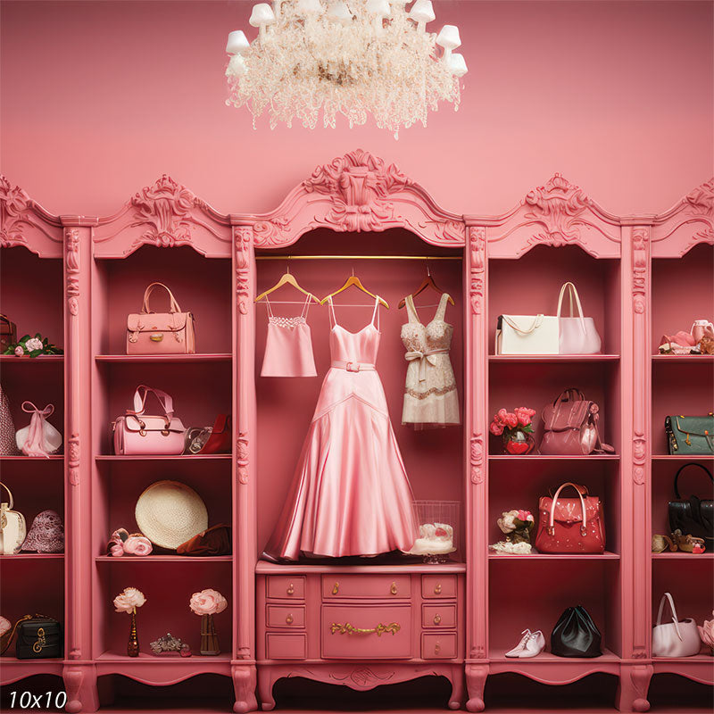 pink barbie wardrobe backdrop