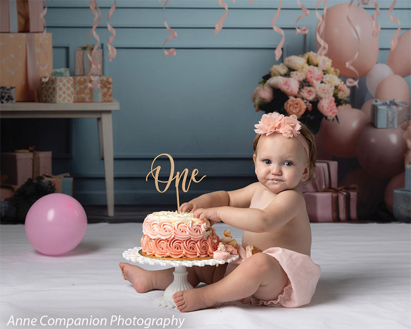 Peach Balloon Bliss Cake Smash Backdrop