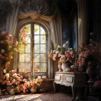 Enchanted Floral Spring Salon Window Photography Backdrop