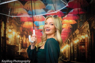 Colorful Umbrella Street Photography Backdrop