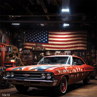 American Garage Backdrop