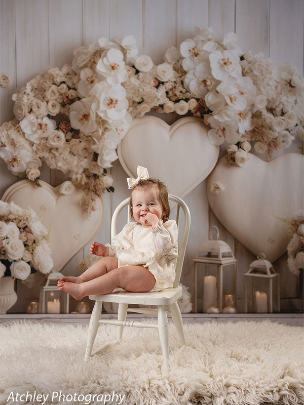 Creamy Hearts Photography Backdrop