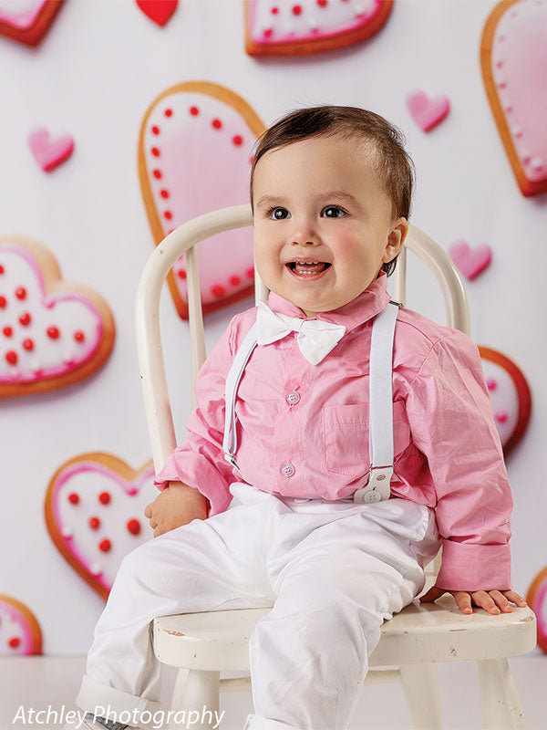 Pink Heart Cookies Photography Backdrop