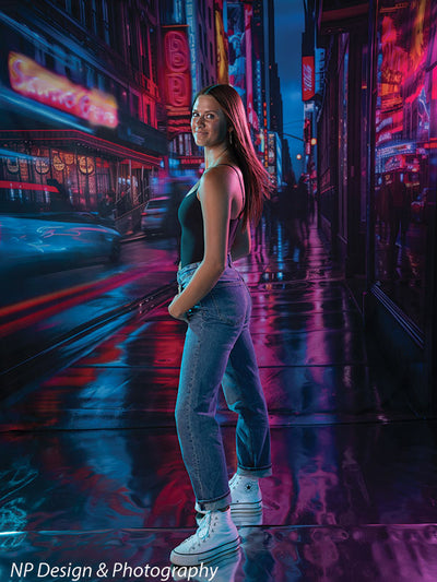 City Neon Nights Backdrop