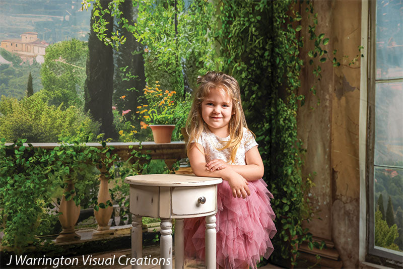 Tuscan Balcony Photography Backdrop