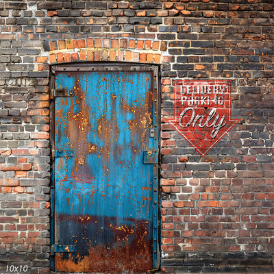 Rustic Warehouse Door Photography Backdrop