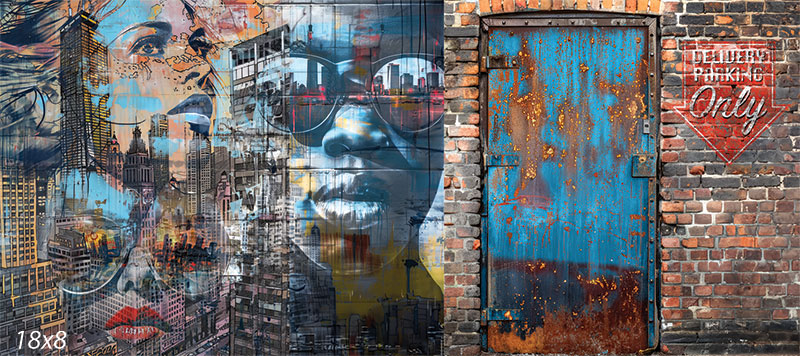 Street Art Warehouse Wall and Door Backdrop
