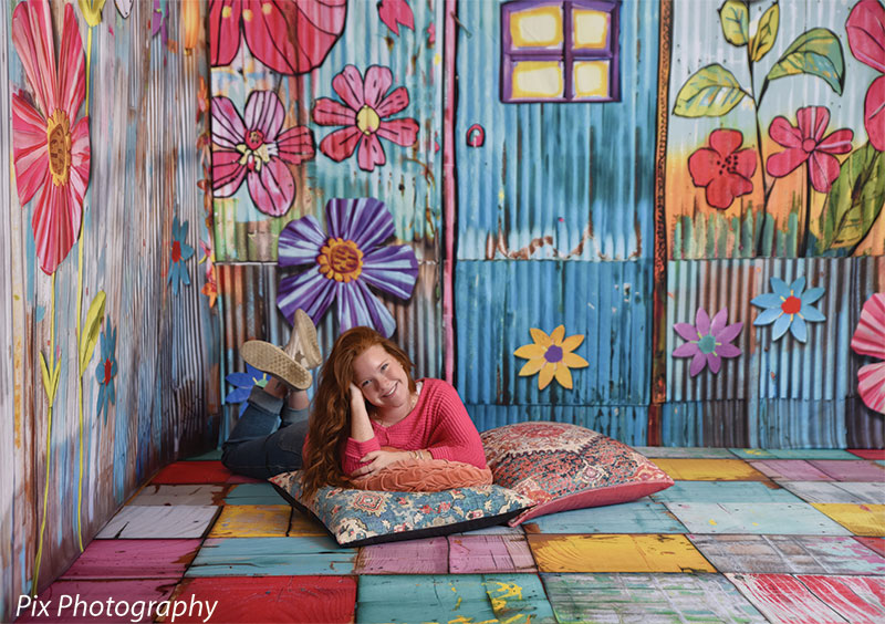 Tin Flowers Door Photography Backdrop