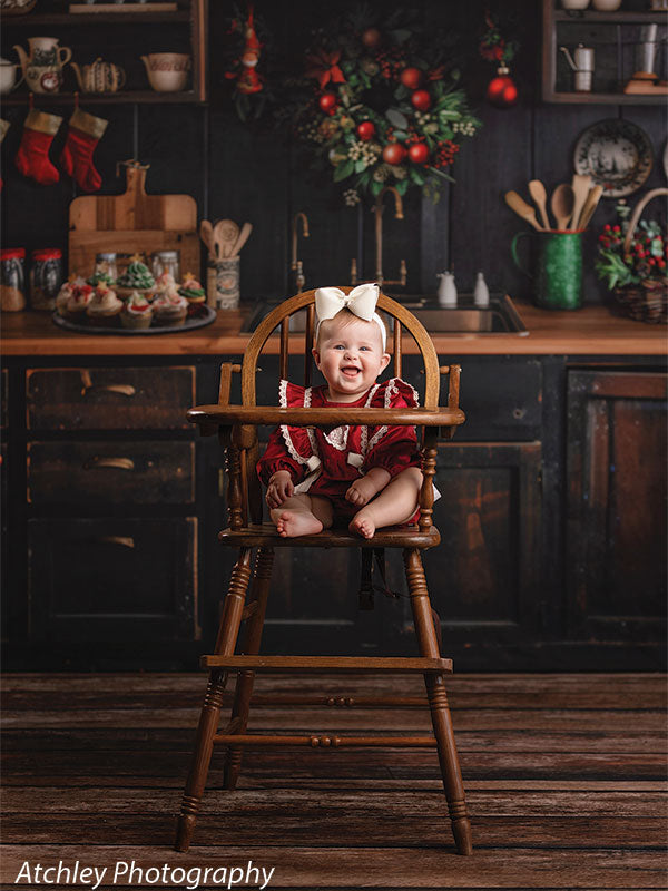 Christmas Kitchen Photography Backdrop