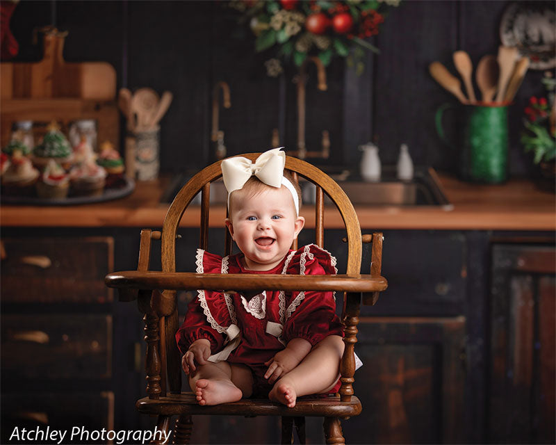 Christmas Kitchen Photography Backdrop