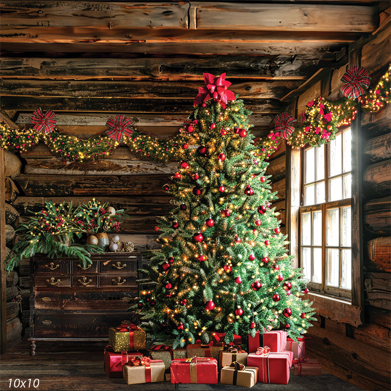 Christmas Rustic Cottage Photography Backdrop