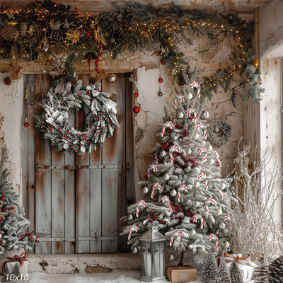 Christmas Winter Cabin Photography Backdrop