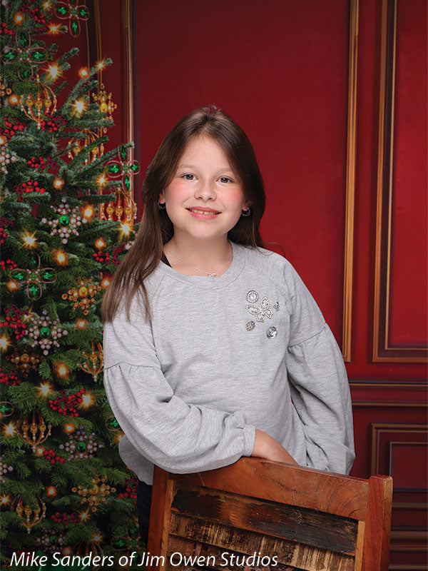 Red Christmas Wall and Christmas Tree Photography Backdrop