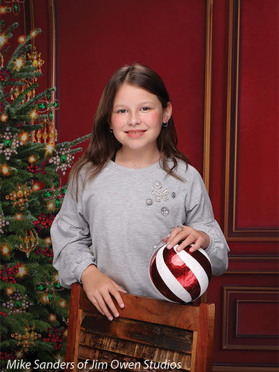 Red Christmas Wall and Christmas Tree Photography Backdrop