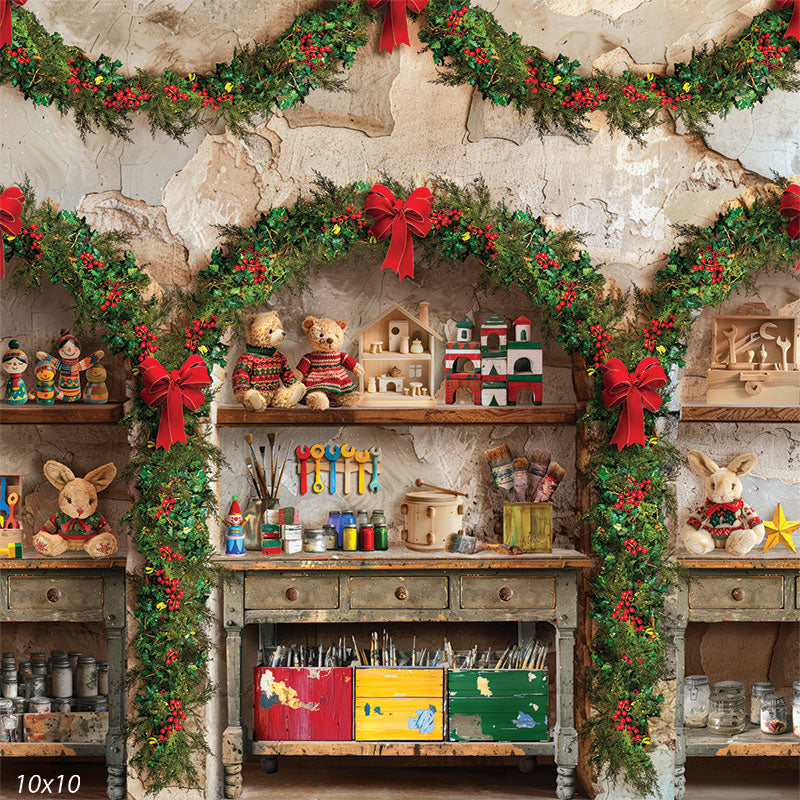 Santa's Workshop Photography Backdrop