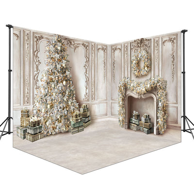 Christmas Baroque Tree and Fireplace Corner Set