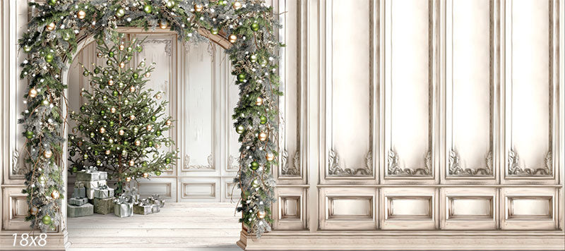 Christmas White Arch and Paneled White Wall Corner Set