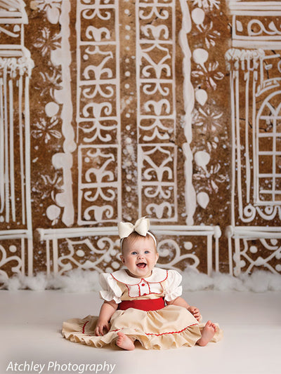 Gingerbread Windows Photography Backdrop